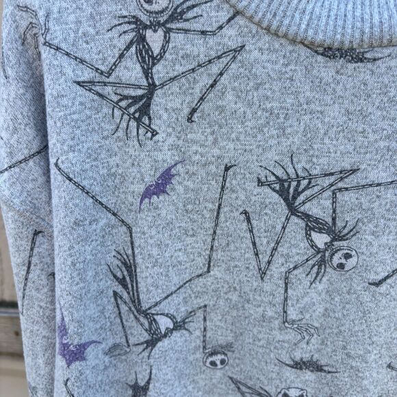 Disney Nightmare Before Christmas Jack Skellington Sleep Shirt XS Gray Pullover - Picture 6 of 9